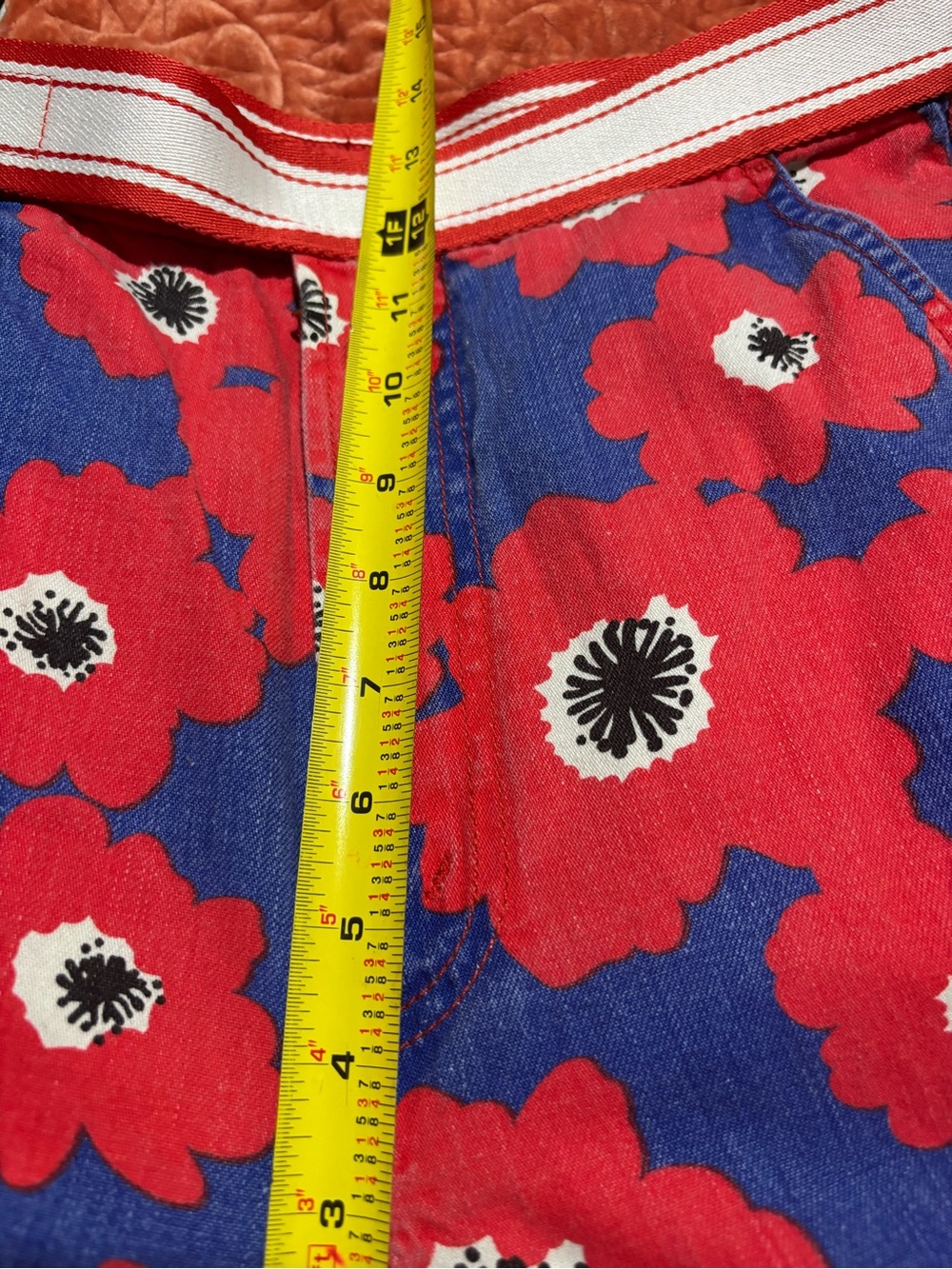 MOTHER Blue and Red Floral Straight Leg Pants - Picture 6 of 12